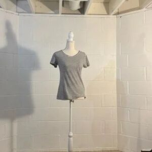 J. Crew Mercantile Black White Striped Studio Tee (Size:  XS)